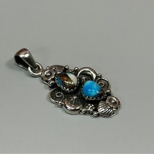 925 Sterling Silver Spiny Ice Blue Dahlia Pendant